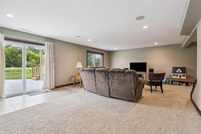 8313 Monterey Dr NE, Cedar Rapids, IA 52402 - living area featuring recessed lighting, carpet, and tile patterned flooring