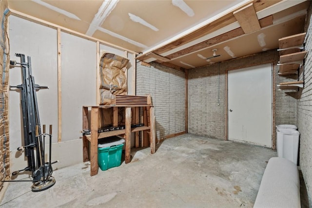 1131 Penkridge Dr, Iowa City, IA 52246 - below grade area featuring brick wall
