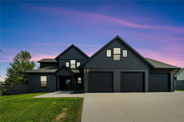 4395 Rec Dr, Marion, IA 52302 - modern farmhouse with driveway, board and batten siding, roof with shingles, and an attached garage