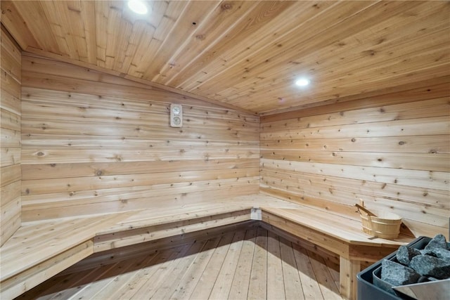 4395 Rec Dr, Marion, IA 52302 - sauna / steam room featuring wood ceiling, wood walls, and hardwood / wood-style flooring