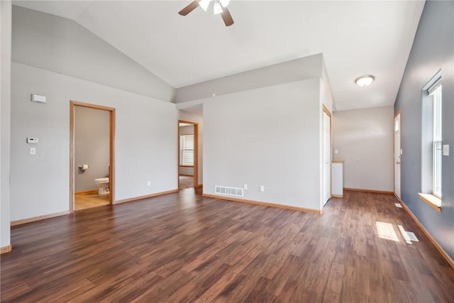 247 Kelso Ln, Fairfax, IA 5228 - unfurnished room with ceiling fan, vaulted ceiling, and wood finished floors