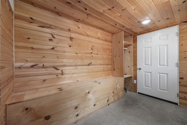 308 Main St, Norway, IA 52318 - spare room featuring wood walls, wood ceiling, and recessed lighting