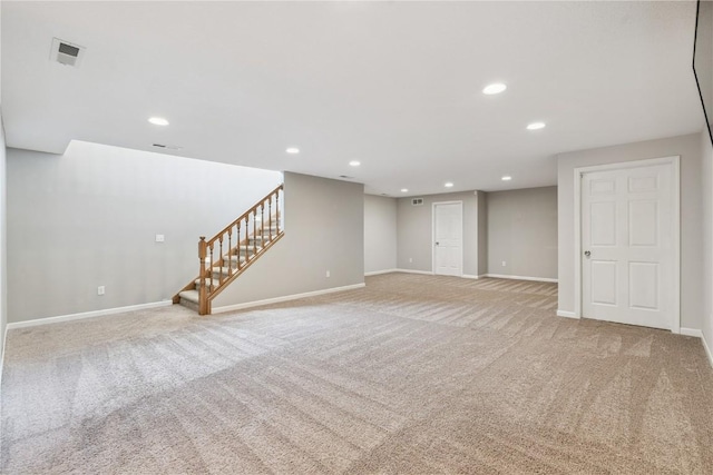 405 Linn Dr, Palo, IA 52324 - finished basement featuring carpet floors, stairs, and recessed lighting