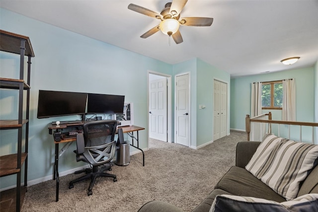 1608 10th St, Coralville, IA 52241 - carpeted office space with baseboards and a ceiling fan