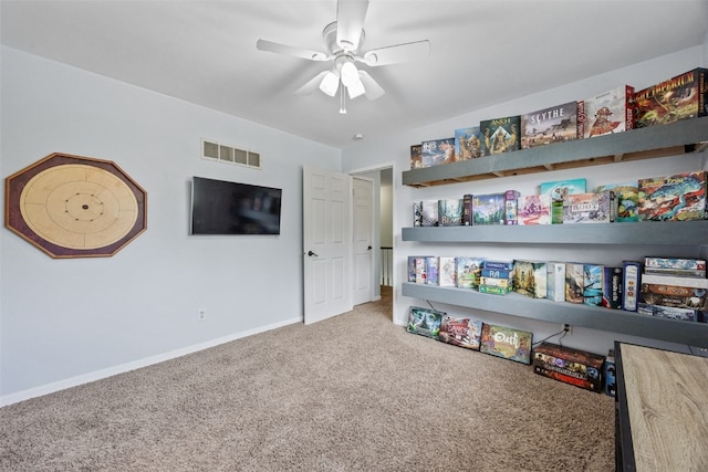 1608 10th St, Coralville, IA 52241 - rec room with carpet floors and ceiling fan