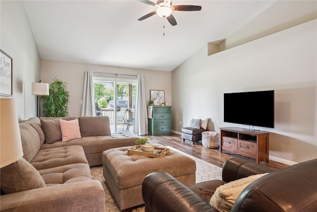 3016 Sherwood Dr, Marion, IA 52302 - living room with ceiling fan, light wood-style floors, and high vaulted ceiling