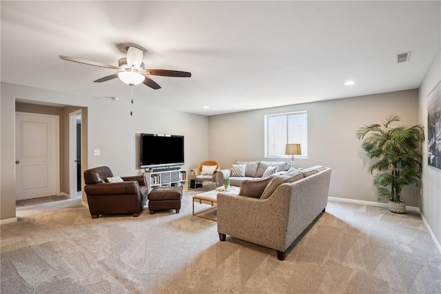 3016 Sherwood Dr, Marion, IA 52302 - living area with carpet flooring, ceiling fan, and recessed lighting