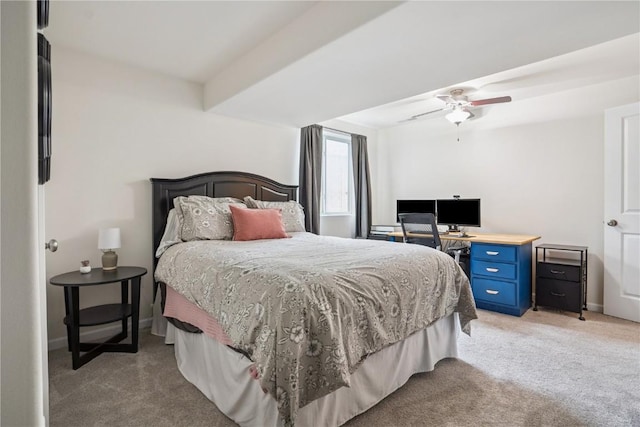 3016 Sherwood Dr, Marion, IA 52302 - bedroom with light colored carpet, a ceiling fan, and an office area