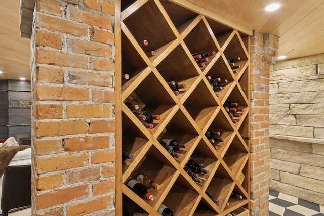 404 Brown St, Iowa City, IA 52245 - wine cellar featuring wood ceiling, tile patterned floors, and recessed lighting