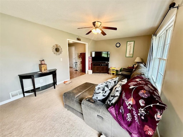 507 Maplewood Dr, Center Point, IA 52213 - carpeted living room with a ceiling fan and baseboards