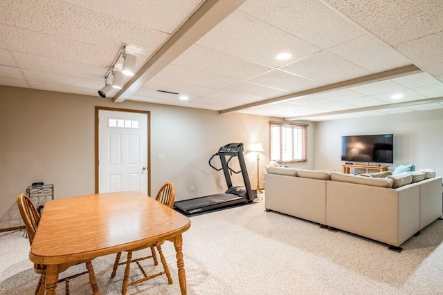 1595 17th Ave, Marion, IA 52302 - dining room featuring light colored carpet, recessed lighting, and a paneled ceiling