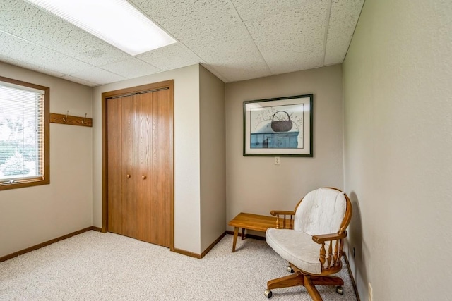 1595 17th Ave, Marion, IA 52302 - living area featuring a paneled ceiling and light colored carpet