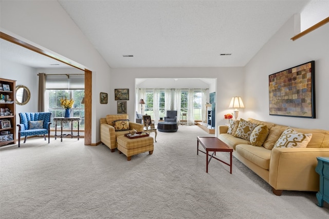 4710 Westchester Dr NE Unit C, Cedar Rapids, IA 52402 - living area featuring lofted ceiling and carpet flooring