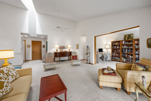 4710 Westchester Dr NE Unit C, Cedar Rapids, IA 52402 - living room with carpet floors, ceiling fan, and lofted ceiling