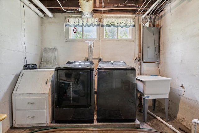 1727 Grande Ave SE, Cedar Rapids, IA 52403 - laundry room with electric panel and washer and dryer