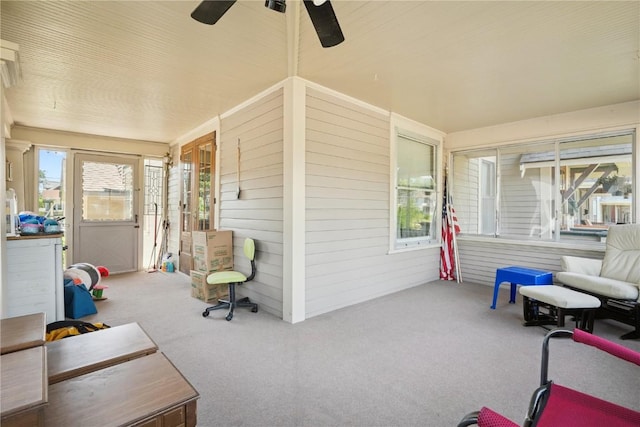 1727 Grande Ave SE, Cedar Rapids, IA 52403 - sunroom featuring plenty of natural light and ceiling fan
