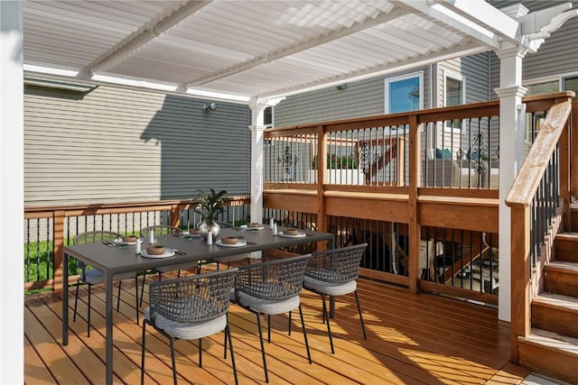 3037 Brookfield Dr, Marion, IA 52302 - wooden terrace with outdoor dining space and a pergola