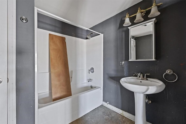 205 E Main St, Lisbon, IA 52253 - full bathroom with shower / bath combination and concrete floors