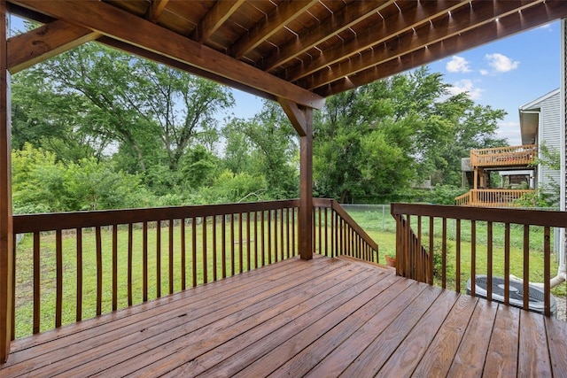 265 Parkview Ct, North Liberty, IA 52317 - wooden terrace with a fenced backyard