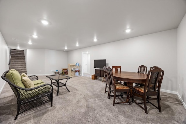 780 Brook Ridge Ave, North Liberty, IA 52317 - carpeted dining room featuring stairs and recessed lighting