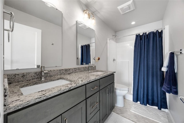 780 Brook Ridge Ave, North Liberty, IA 52317 - full bathroom featuring double vanity, a shower with curtain, and tile patterned floors