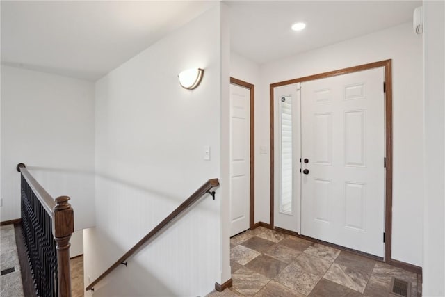 2903 Belle St SW, Cedar Rapids, IA 52404 - foyer with recessed lighting and stone finish flooring