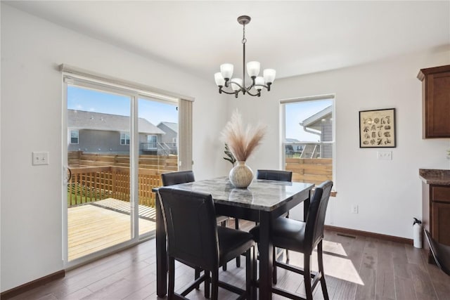 2903 Belle St SW, Cedar Rapids, IA 52404 - dining area with healthy amount of natural light, a chandelier, and wood finished floors