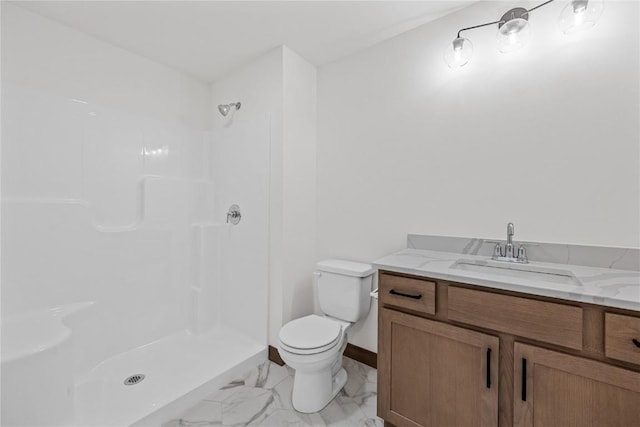 226 Mccarran Ave NE, Cedar Rapids, IA 52402 - bathroom featuring vanity, marble look tiles, and a shower