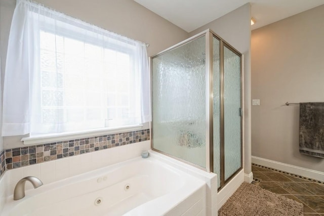 2654 Mulberry Ct, Marion, IA 52302 - full bathroom with a stall shower, a whirlpool tub, and tile patterned flooring