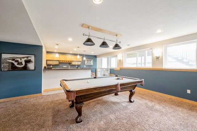 2654 Mulberry Ct, Marion, IA 52302 - recreation room featuring carpet flooring, recessed lighting, and billiards table