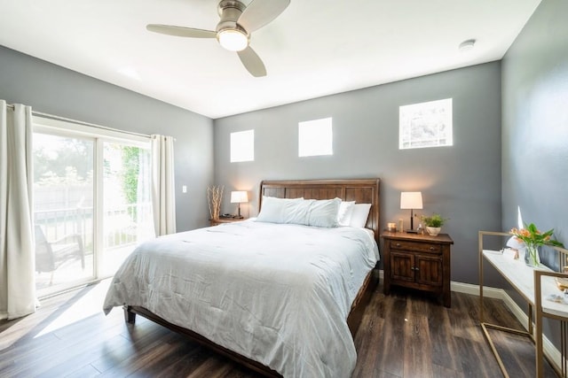 2654 Mulberry Ct, Marion, IA 52302 - bedroom with access to exterior, wood finished floors, and a ceiling fan