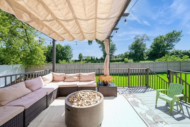2654 Mulberry Ct, Marion, IA 52302 - fenced backyard with outdoor lounge area and a deck