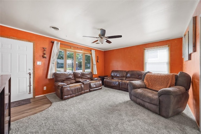 1140 31st St, Cedar Rapids, IA 52402 - living area with carpet flooring and ceiling fan