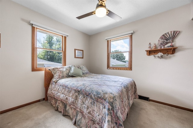906 29th St NW, Cedar Rapids, IA 52405 - bedroom featuring multiple windows, light carpet, and ceiling fan