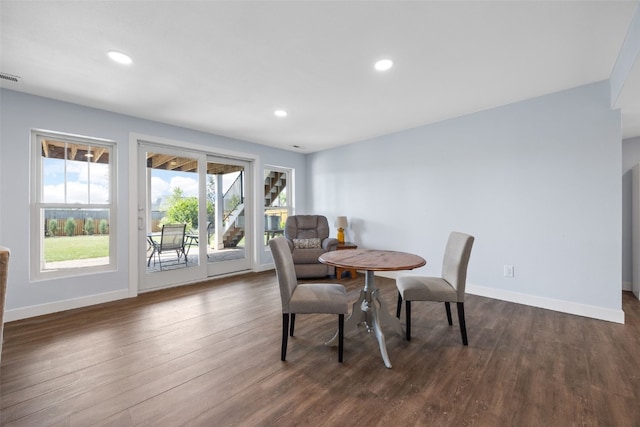 605 Alexis Ln, Marion, IA 52302 - dining area with dark wood-type flooring and recessed lighting