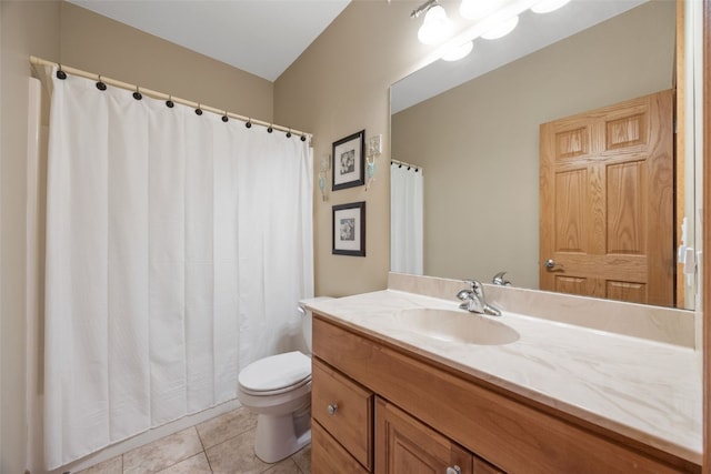 6845 Flint Rock Ct, Marion, IA 52302 - full bathroom with vanity, tile patterned floors, and a shower with shower curtain