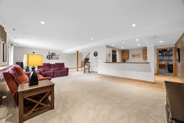 6845 Flint Rock Ct, Marion, IA 52302 - living area featuring light colored carpet and recessed lighting