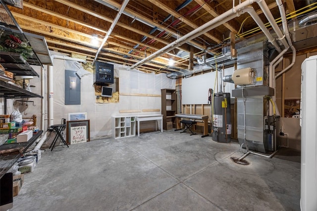 6845 Flint Rock Ct, Marion, IA 52302 - unfinished below grade area with water heater, electric panel, and heating unit