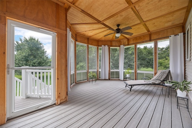 6845 Flint Rock Ct, Marion, IA 52302 - unfurnished sunroom featuring a ceiling fan and healthy amount of natural light
