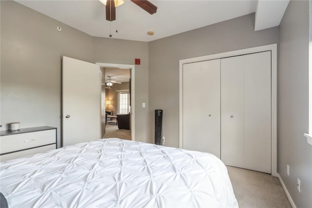 3028 Center Point Rd NE Unit 201, Cedar Rapids, IA 52402 - bedroom with light colored carpet, a closet, and ceiling fan