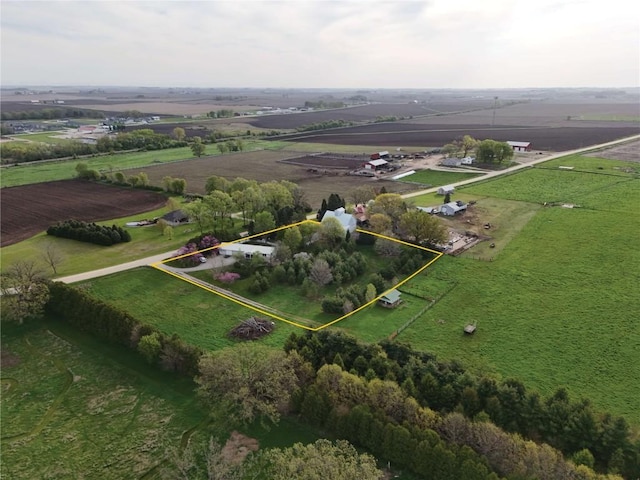 1852 215th St, Manchester, IA 52057 - aerial view of sparsely populated area with property parcel outlined and abundant farmland