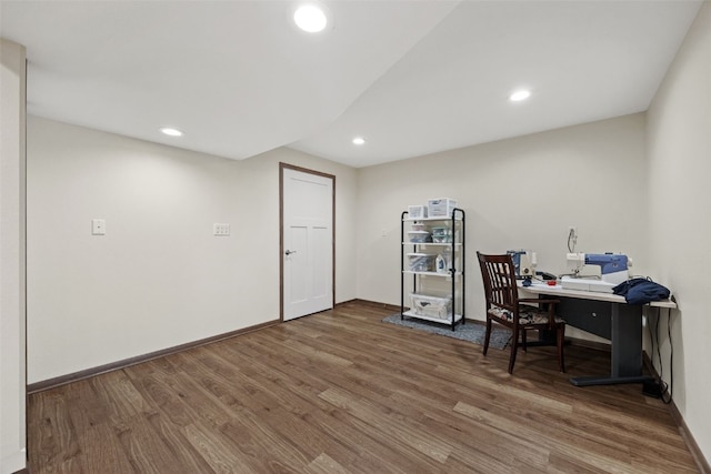 2089 117th Ct, Kalona, IA 52247 - home office with wood finished floors and recessed lighting
