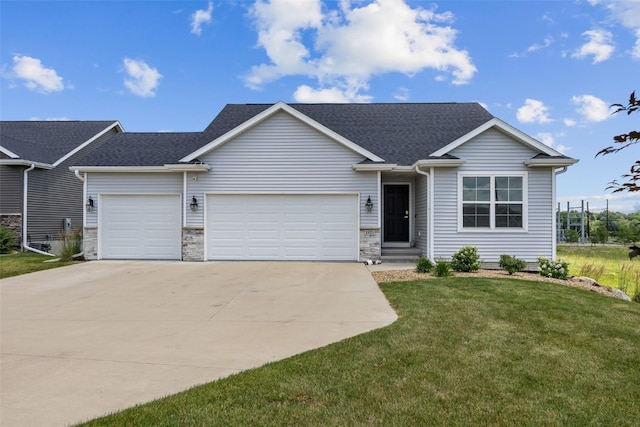 1921 Bowstring Dr, Marion, IA 52302 - view of front facade featuring a garage, driveway, a front lawn, and a shingled roof