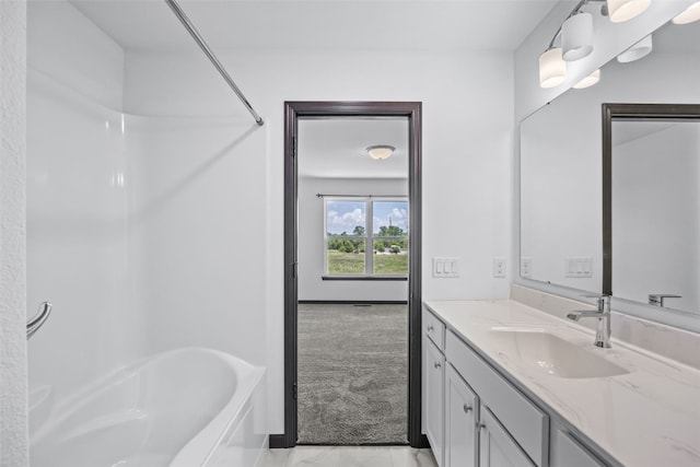 1921 Bowstring Dr, Marion, IA 52302 - full bathroom with vanity, marble finish flooring, and shower / bathtub combination