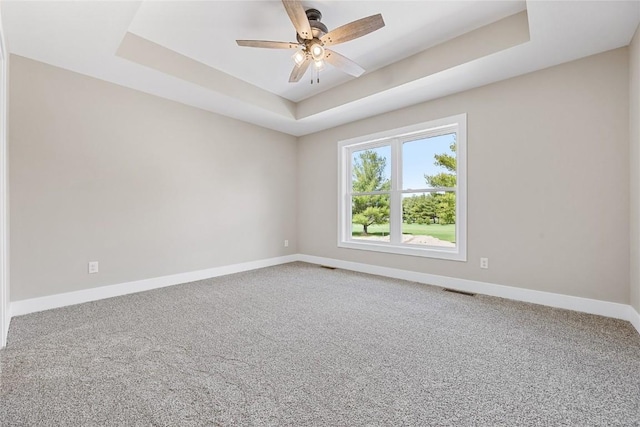468 Chamber Dr, Anamosa, IA 52205 - unfurnished room with a raised ceiling, carpet, and ceiling fan
