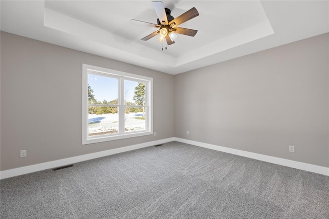 468 Chamber Dr, Anamosa, IA 52205 - unfurnished room with a raised ceiling, carpet, and a ceiling fan