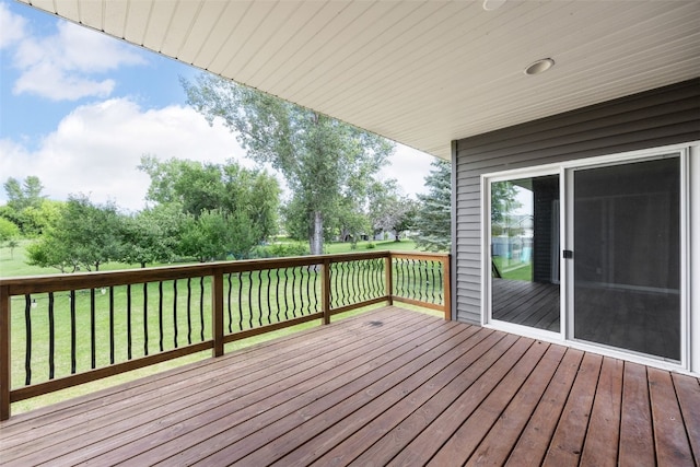 4310 Carpenter Rd NE, Cedar Rapids, IA 52411 - wooden terrace featuring a yard