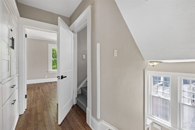 351 19th St SE, Cedar Rapids, IA 52403 - corridor with dark wood-type flooring and baseboards