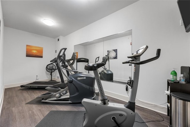 1138 Swisher St, Iowa City, IA 52245 - workout room featuring wood finished floors