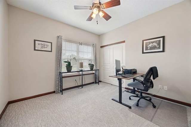 2012 Radcliffe Dr SW, Cedar Rapids, IA 52404 - home office featuring light colored carpet and a ceiling fan